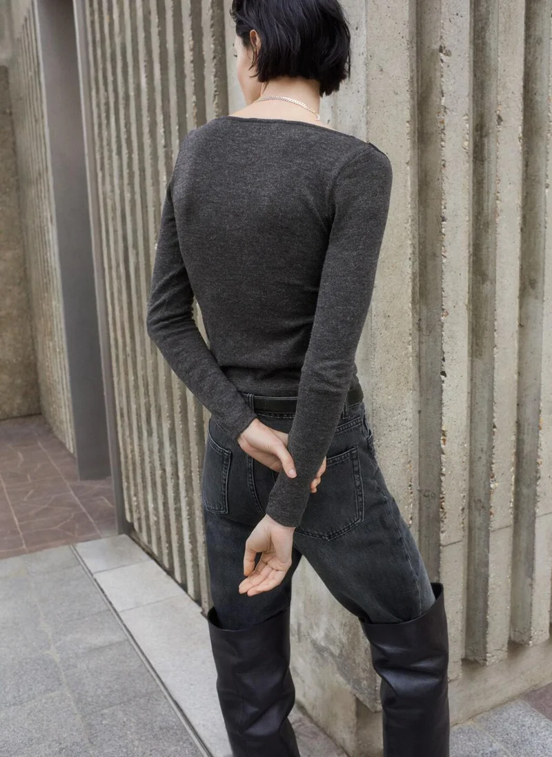 MANGO Lace-trimmed scoop-neck top